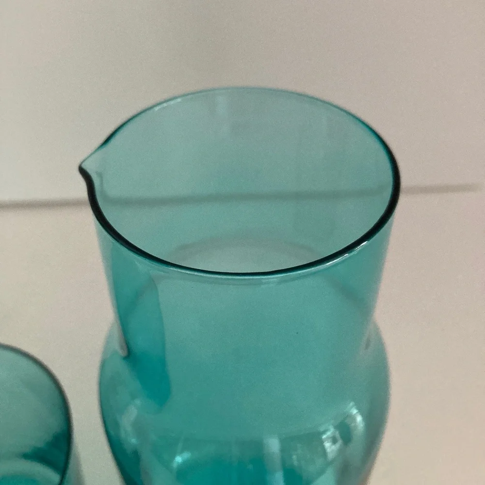 Jonathan Adler BIBA Bedside Carafe & Glass Turquoise Blue 25oz NEW Open Box